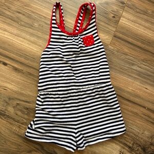 Gymboree Navy and White Striped Romper with Red Stars